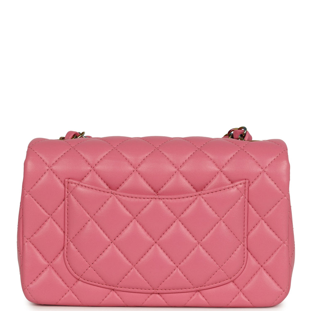 Chanel Mini Classic Rectangular Flap Bag Pink and Yellow Lambskin Iridescent Hardware - Image 5