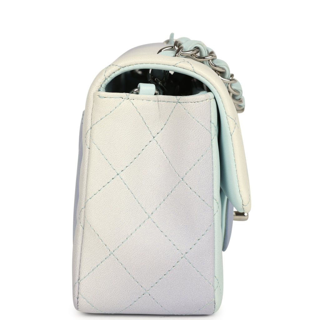 Pre-owned Chanel Mini Classic Rectangular Flap Bag Ombre Purple Iridescent Lambskin Silver Hardware - Image 4