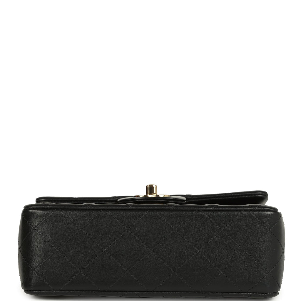 Pre-owned Chanel Mini Classic Rectangular Flap Bag Black Lambskin Light Gold Hardware - Image 7