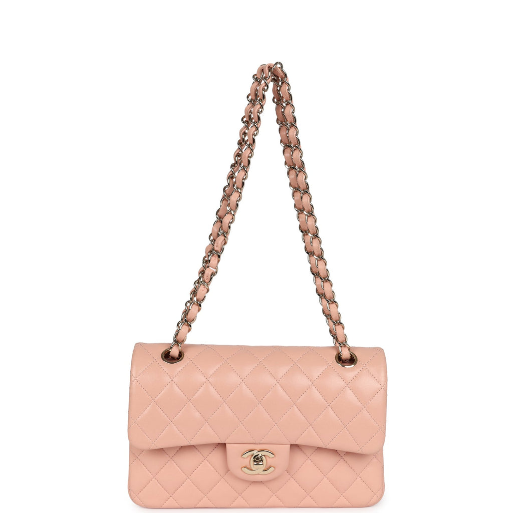 Pre-owned Chanel Small Classic Double Flap Light Pink Lambskin Gold Hardware - Image 8