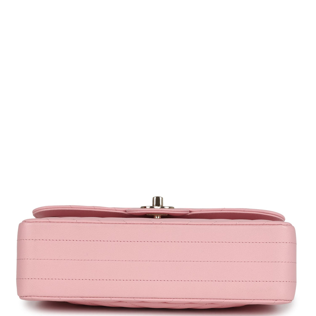 Chanel Small Classic Double Flap Bag Light Pink Chevron Caviar Light Gold Hardware - Image 7
