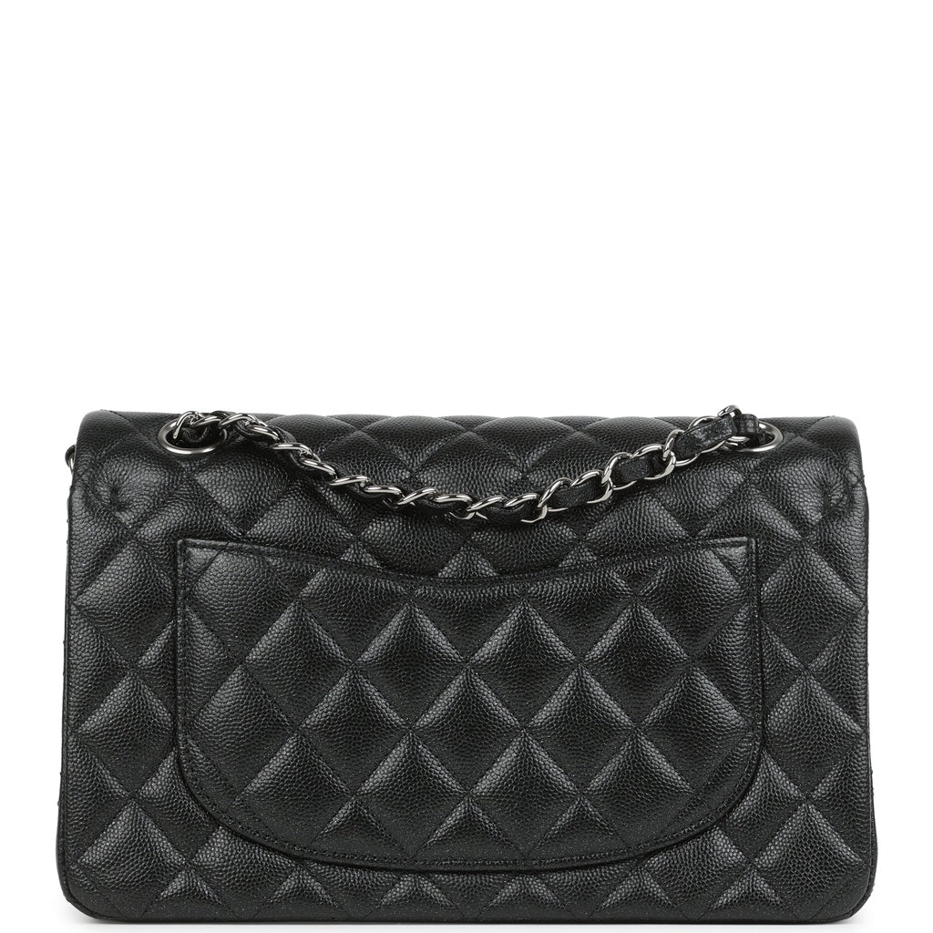 Pre-owned Chanel Small Classic Double Flap Bag Black Iridescent Caviar Ruthenium Hardware - Image 5