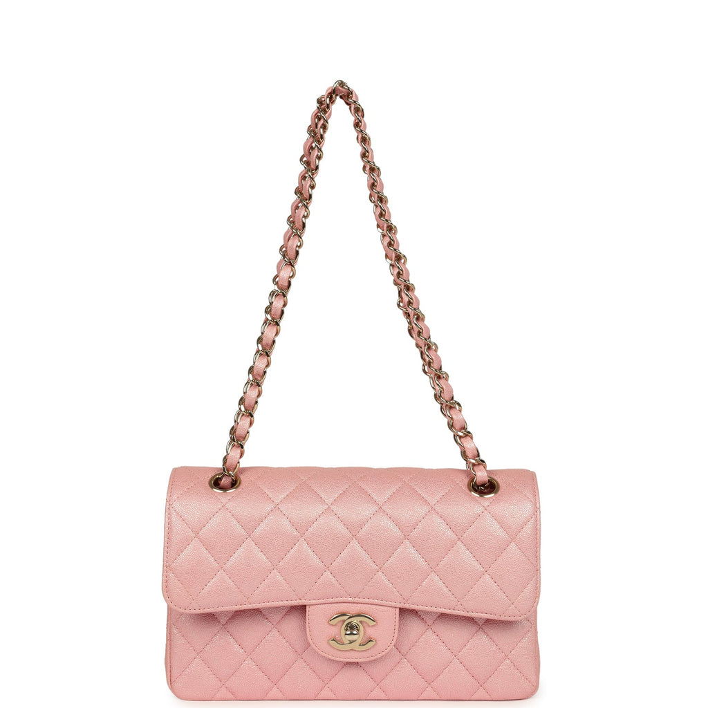 Chanel Small Classic Double Flap Bag Pink Iridescent Caviar Light Gold Hardware - Image 8