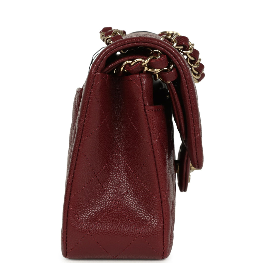 Chanel Small Classic Double Flap Bag Burgundy Shiny Caviar Light Gold Hardware - Image 4