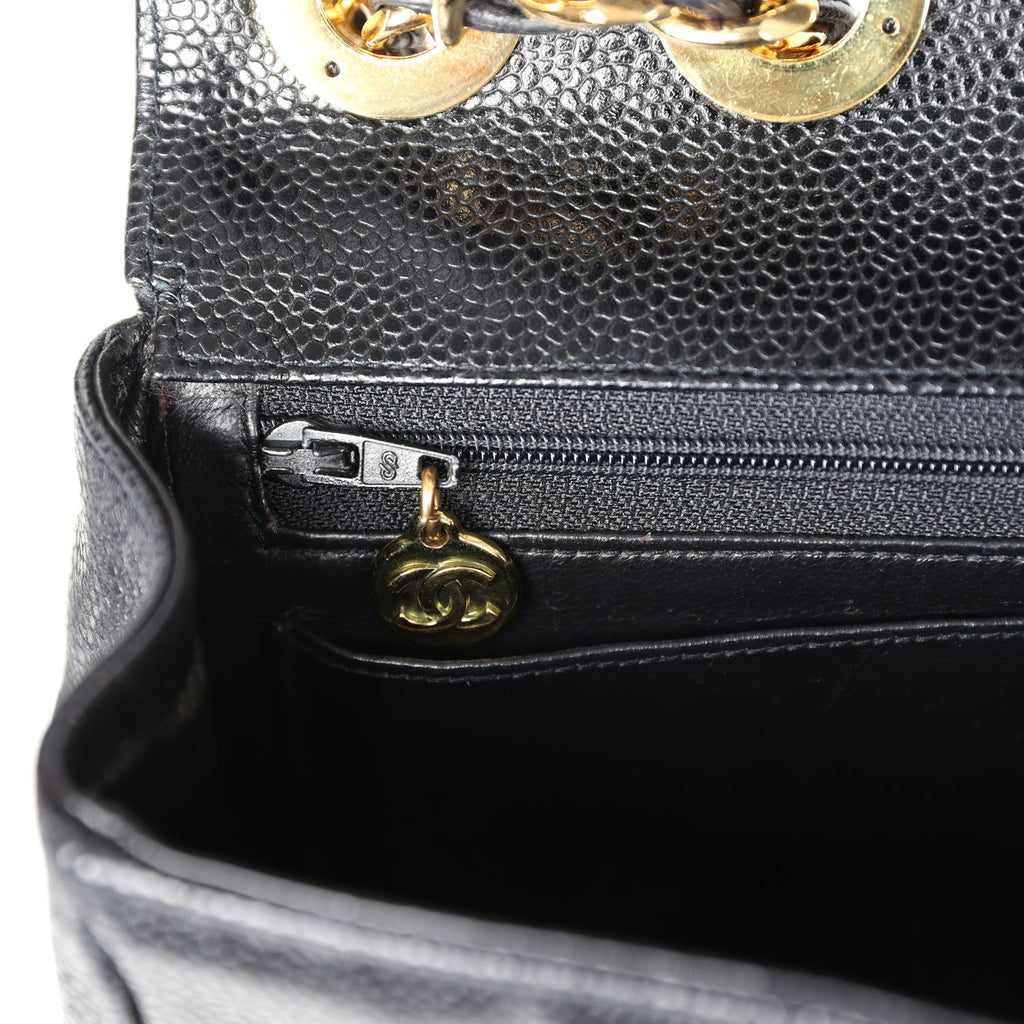 Vintage Chanel XL Jumbo Classic Mademoiselle Vertical Flap Black Caviar Gold Hardware - Image 11