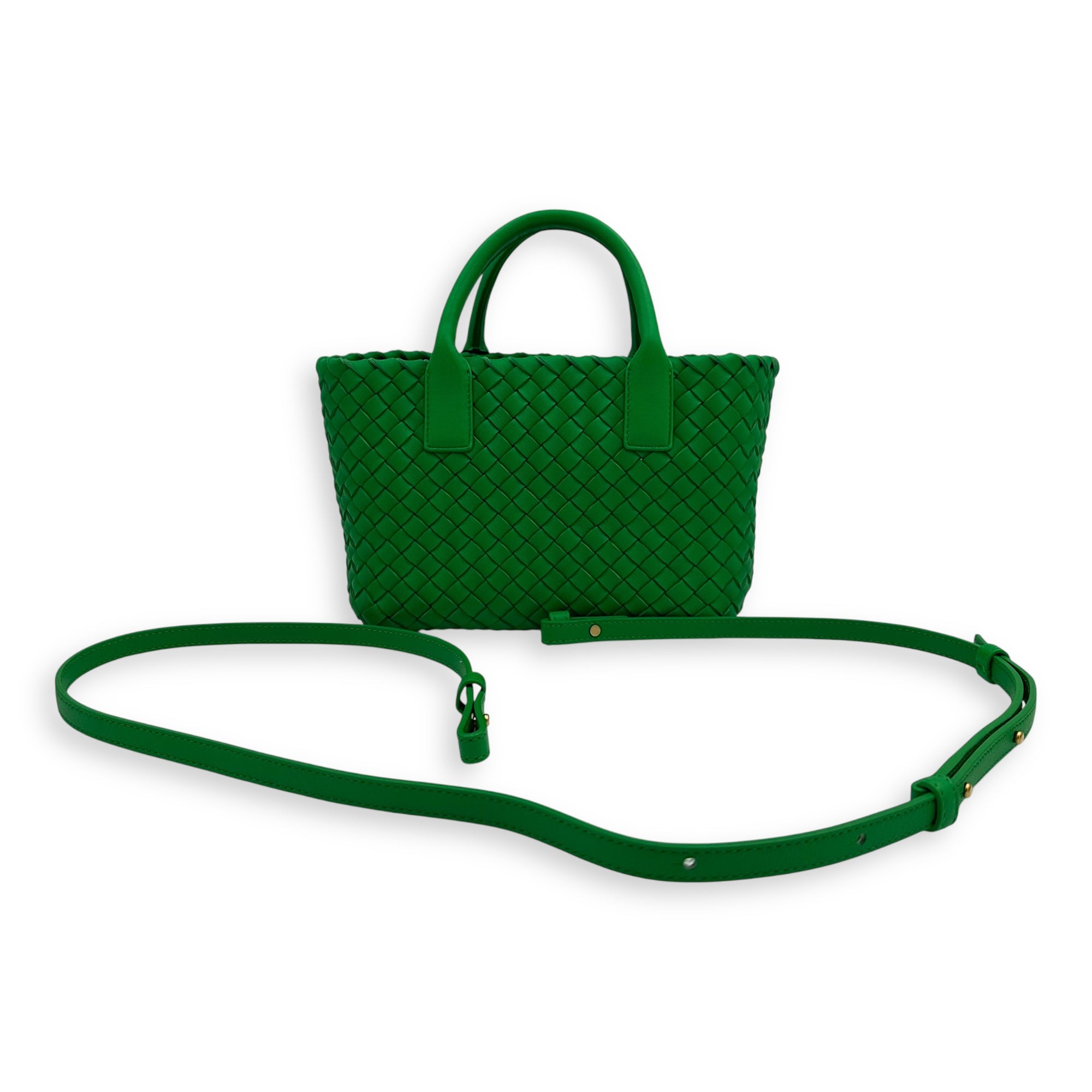 Cabat Top Handle Bag Green in Lambskin, Gold hardware - Image 16