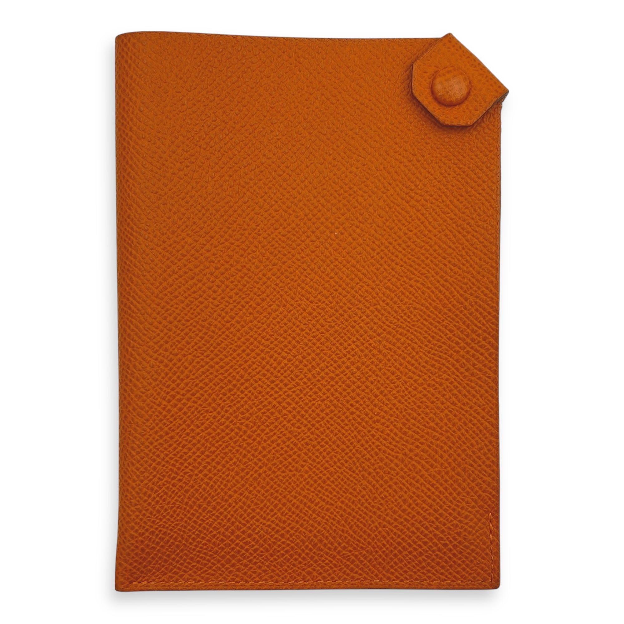 Passport Holder Orange Passport Holder in Epsom, Silver hardware