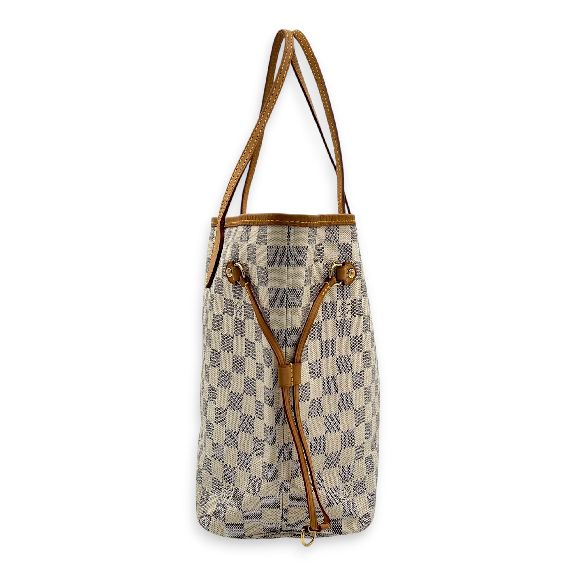 Neverfull Tote Bag MM Azur in Coated Canvas, Gold hardware - Image 4
