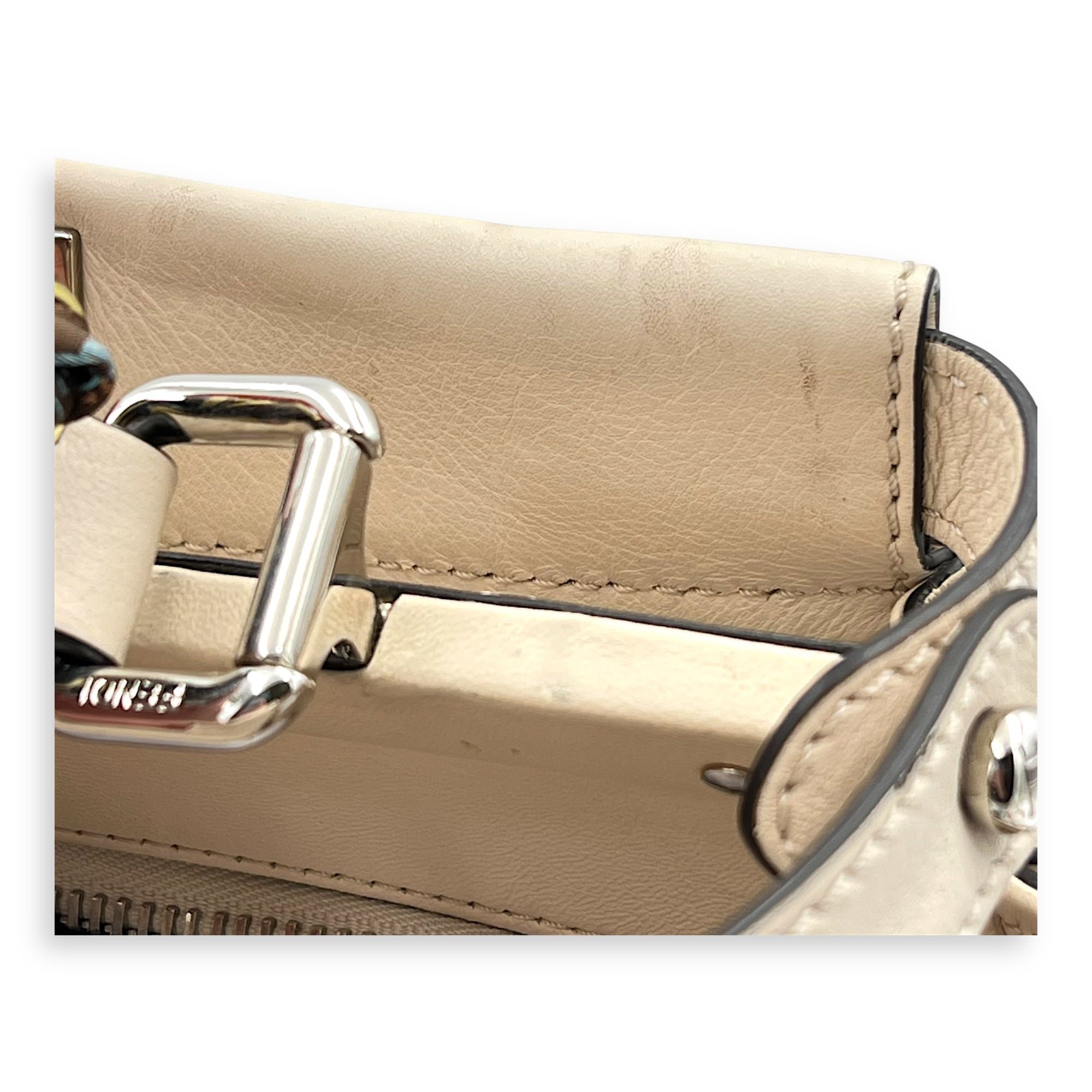 Peekaboo Medium Beige Top Handle Bag in Nappa Leather, Silver hardware - Image 12