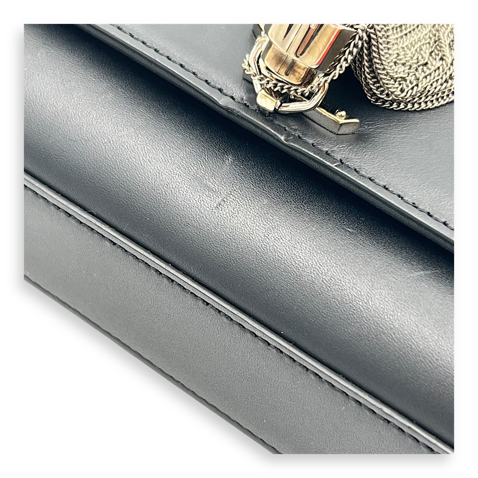 Kate Crossbody Bag Black in Calfskin, Silver hardware - Image 9