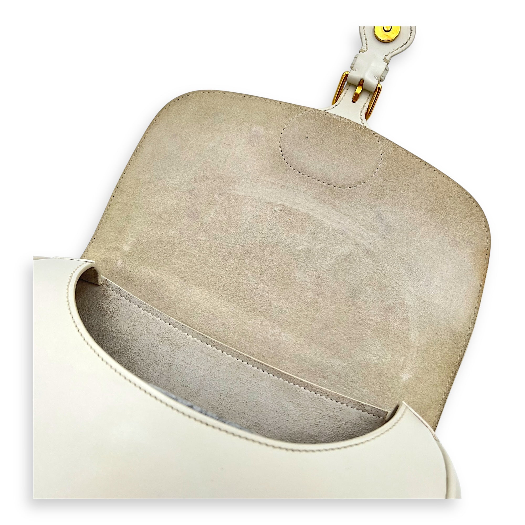 Bobby Medium White Crossbody Bag in Calfskin, Gold hardware - Image 11