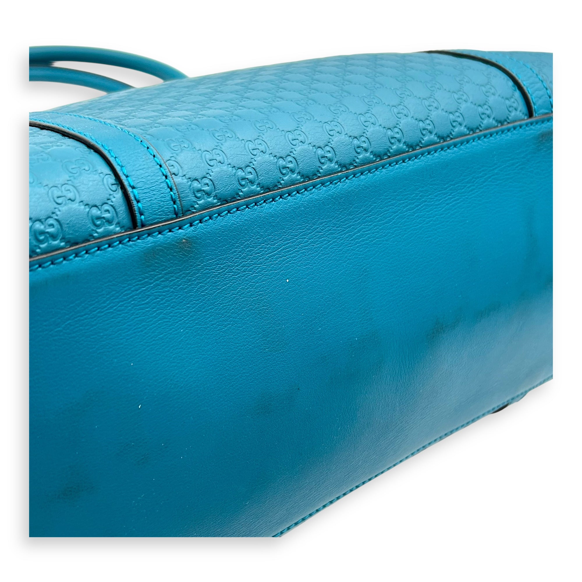 Guccissima Top Handle Bag Blue in Guccissima Leather, Gold hardware - Image 12