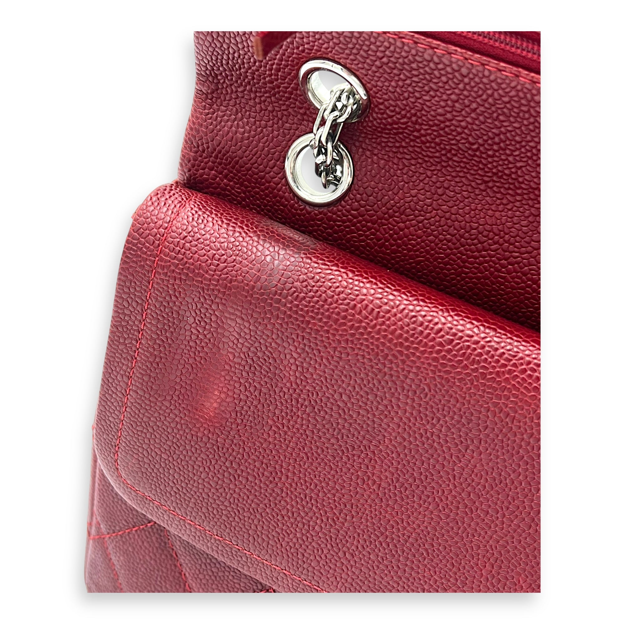 2.55 Shoulder Bag Red in Caviar Leather, Ruthenium hardware - Image 16