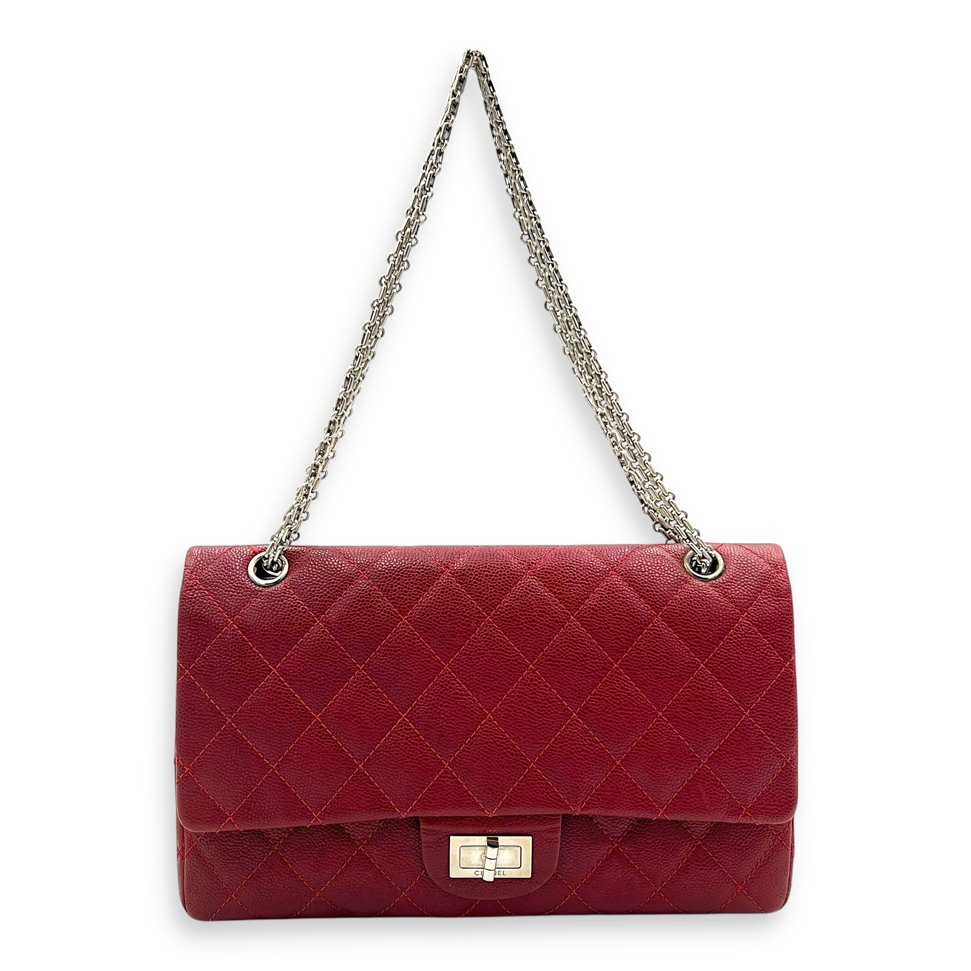 2.55 Shoulder Bag Red in Caviar Leather, Ruthenium hardware - Image 20