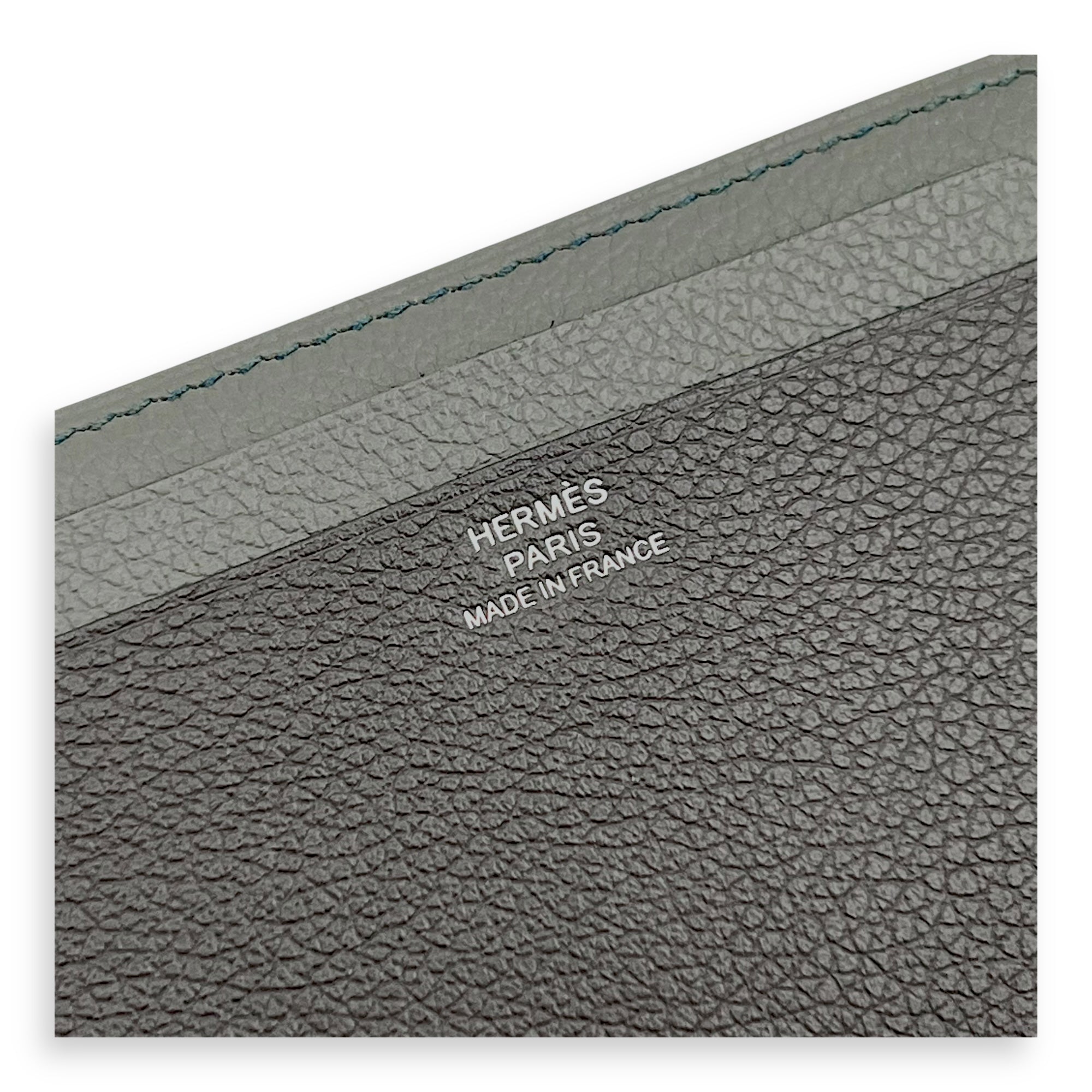 PORTE CARTES COLORBLOCK Gris/Gris Meyer in Veau Evercolor - Image 5