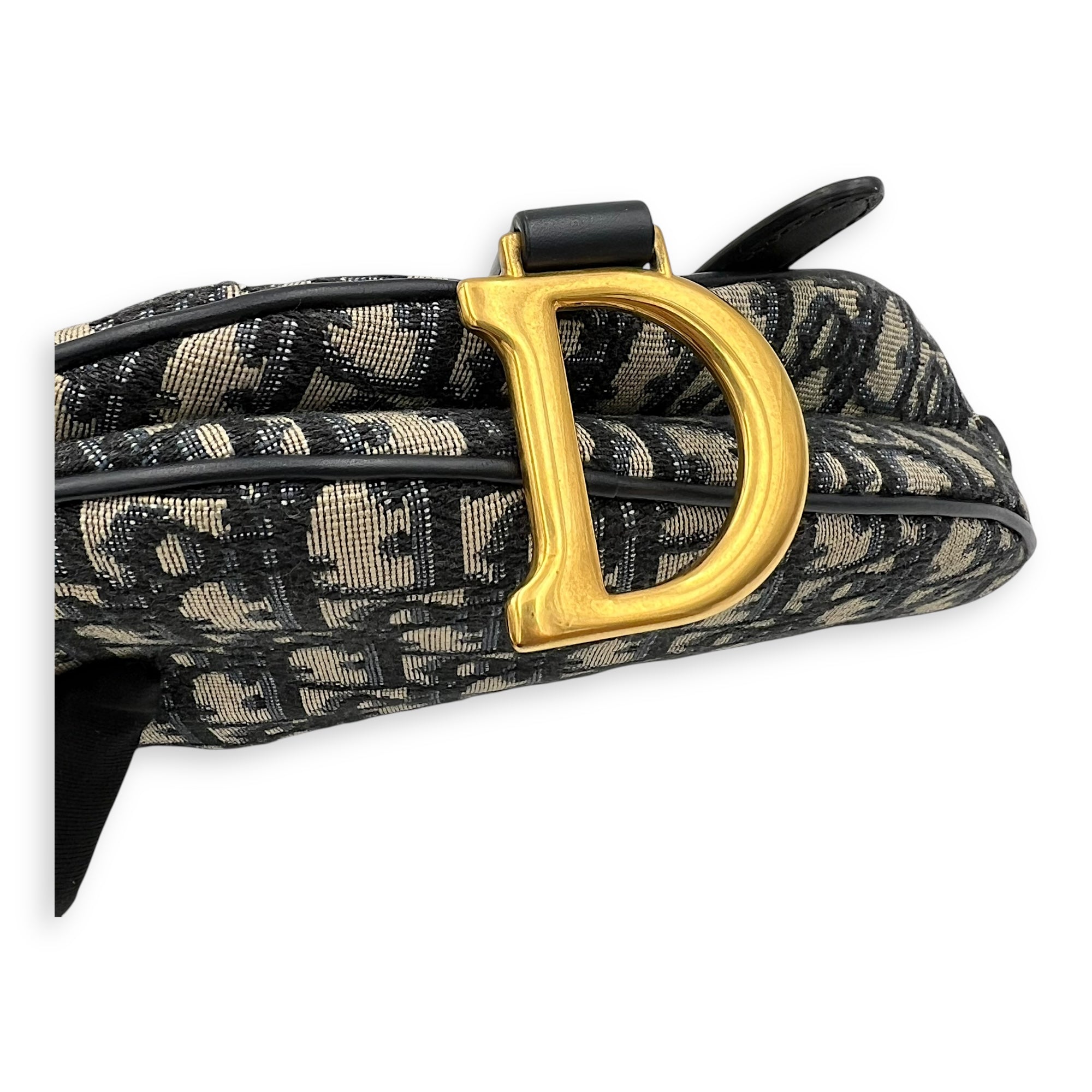 Saddle Top Handle Bag Mini Blue in Jacquard, Gold hardware - Image 15