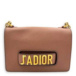 J'adior Shoulder Bag Beige in Calfskin, Gold hardware