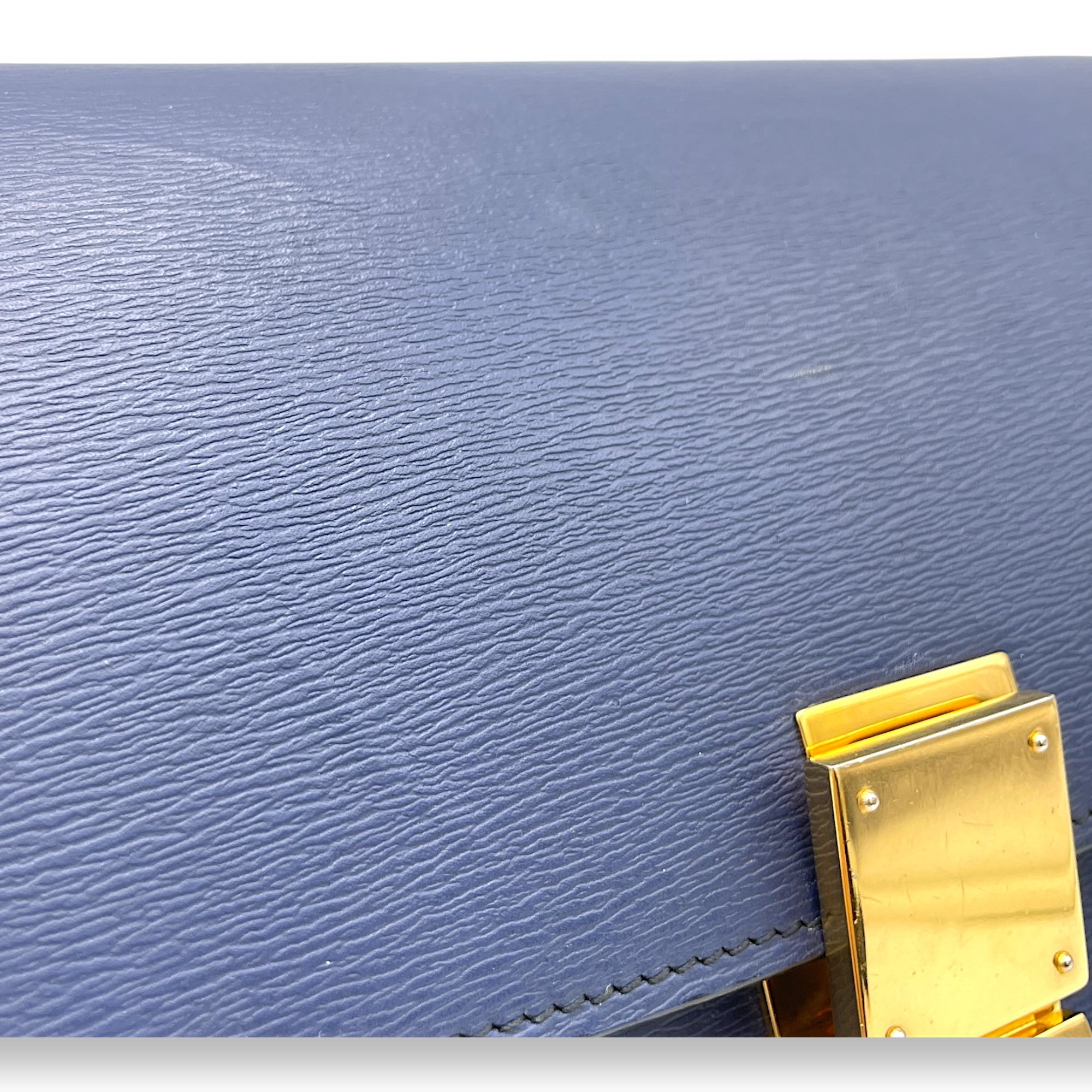 Box Medium Blue Crossbody Bag in Calfskin, Gold hardware - Image 7