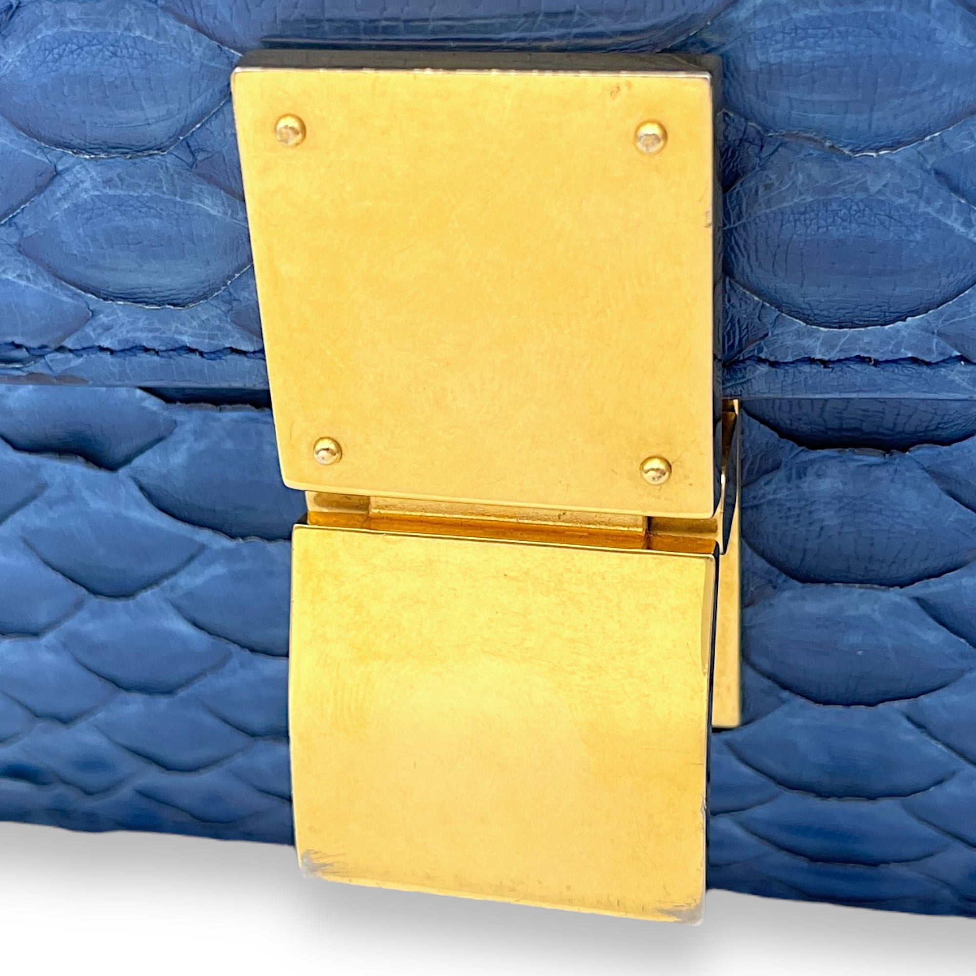 Box Medium Cobalt Shoulder Bag in Python Leather, Gold hardware - Image 7