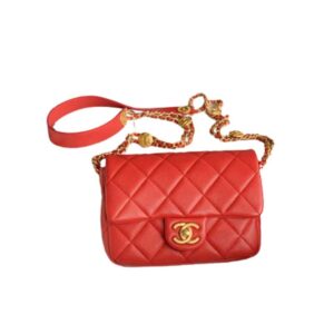 Chanel Mini Flap Bag Red Shiny Calfskin