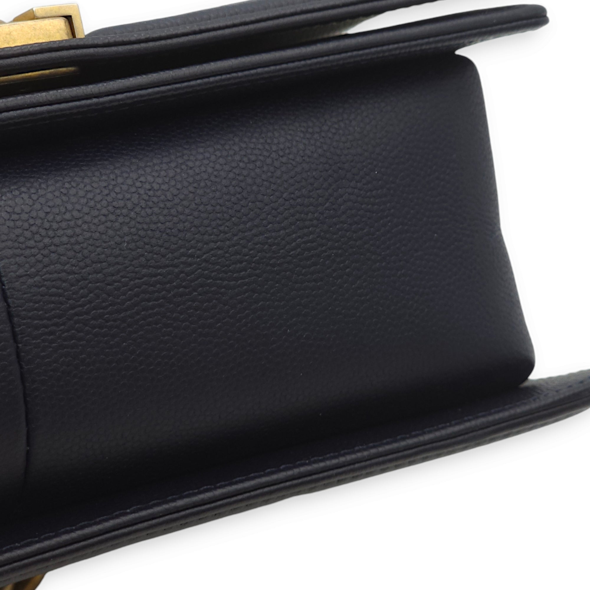 Boy Medium Navy Blue Crossbody Bag in Caviar Leather, Gold hardware - Image 11