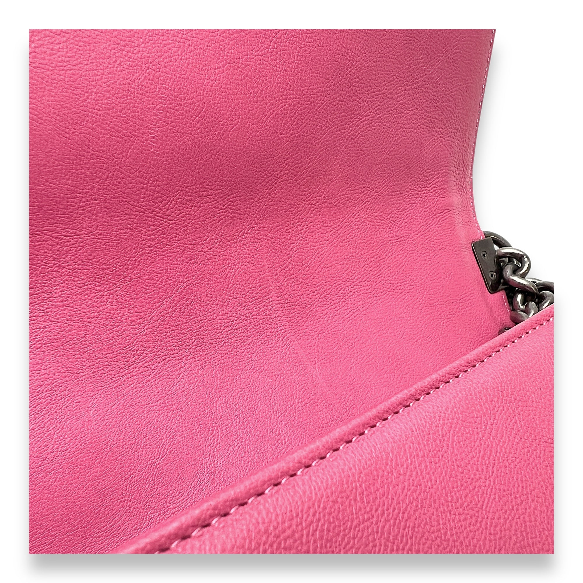 Boy Medium Pink Shoulder Bag in Calfskin, hardware - Image 12