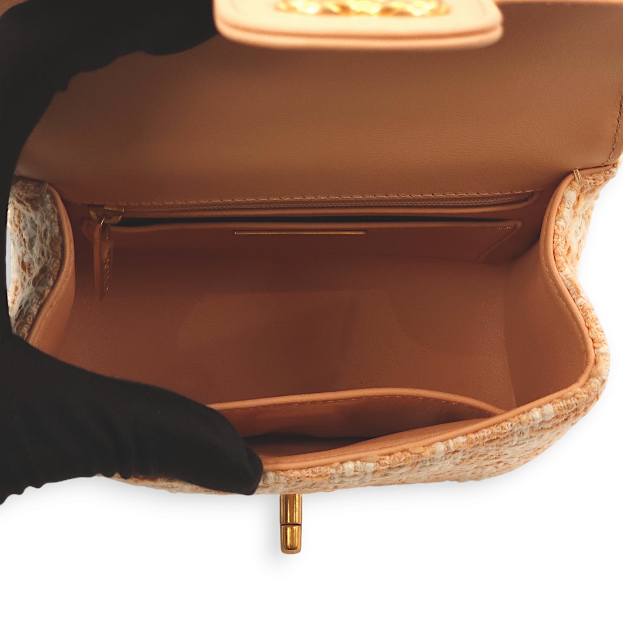 Coco Crush Multi-colour Top Handle Bag in Tweed/Calf, Gold hardware - Image 9