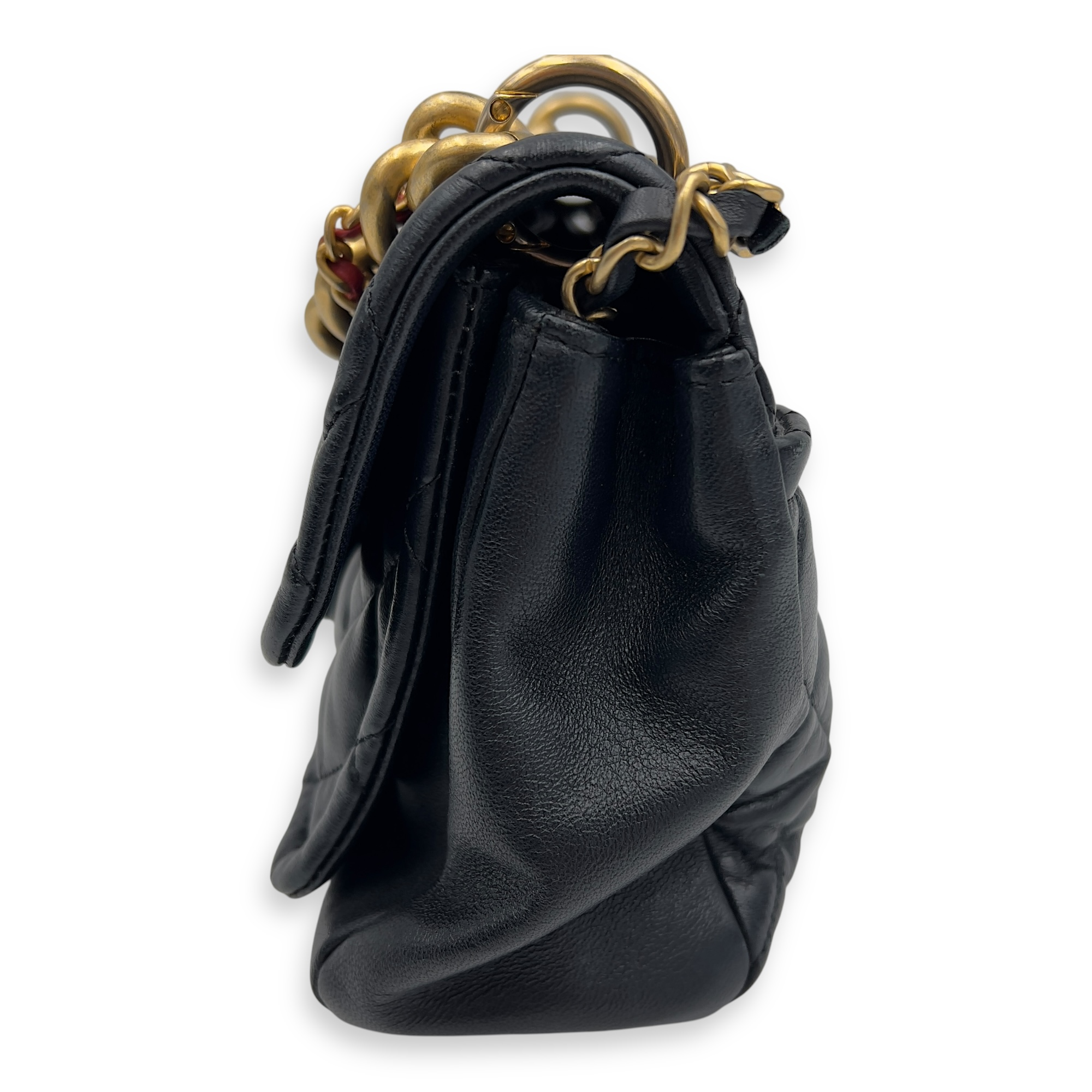 Quilted Seasonal Shoulder Bag Black in Calfskin, Gold hardware - Image 5