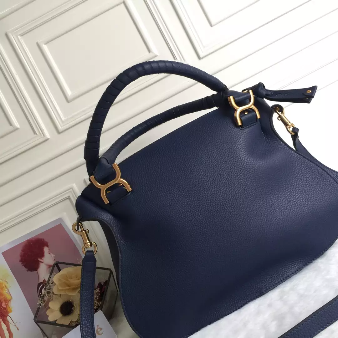 Chloé Marcie Navy Double Carry Bag - Repbags.ru - Image 5
