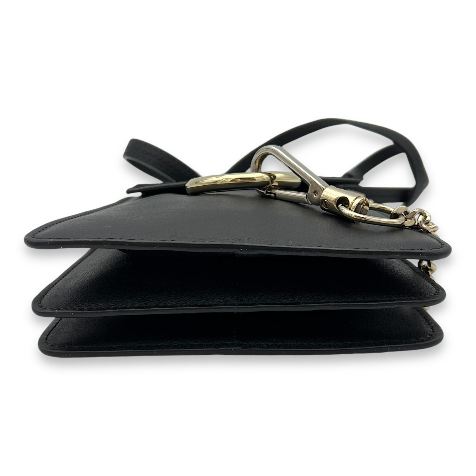 Faye Small Black Crossbody Bag in Calfskin, Gold hardware - Image 6