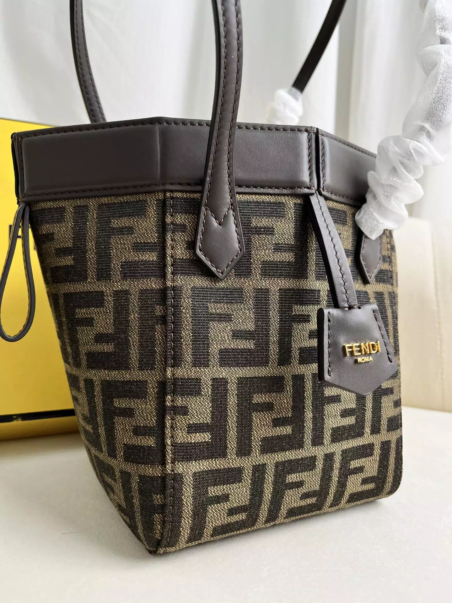 Fendi Origami Mini Brown FF Jacquard Fabric Bag - Repbags.ru - Image 5