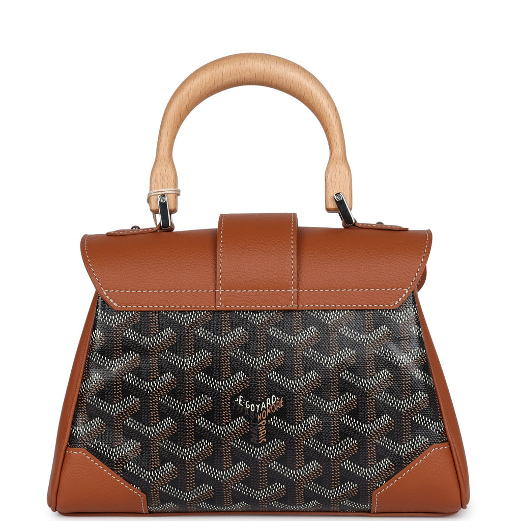 Goyard Saigon Souple Mini Bag Black and Brown Goyardine Canvas Palladium Hardware - Image 5