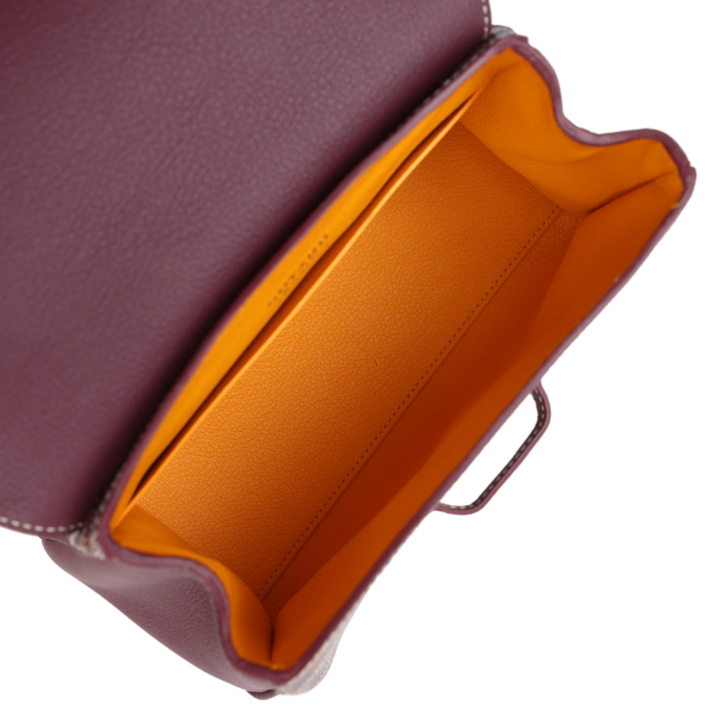 Goyard Saigon Souple Mini Bag Burgundy Goyardine Palladium Hardware - Image 8