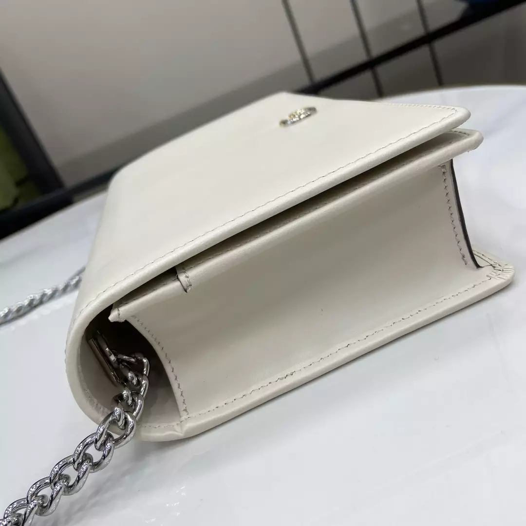 GG Marmont Chain Wallet in Light Grey Leather - Repbags.ru - Image 8