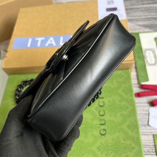 GG Marmont belt bag Black chevron matelassé - Image 8