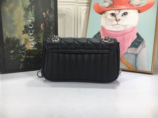 GG Marmont small shoulder bag Black matelassé leather - Image 4