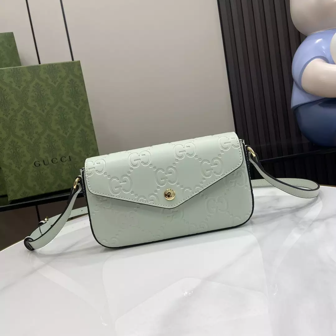 GG Super Mini Shoulder Bag in Pale Green Leather - Repbags.ru - Image 3