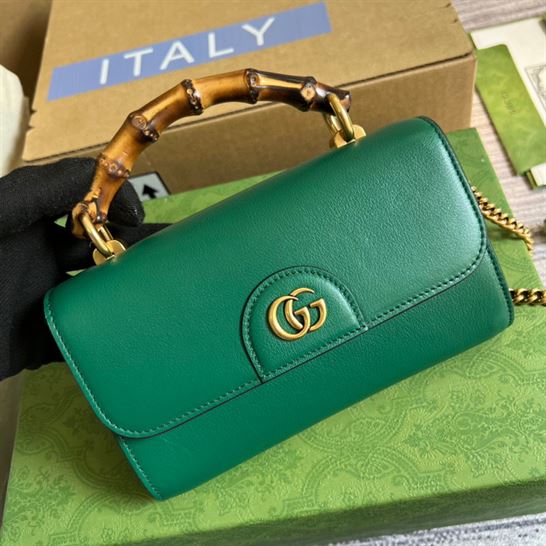 Gucci Diana small shoulder bag Emerald green leather - GB067 - Image 4