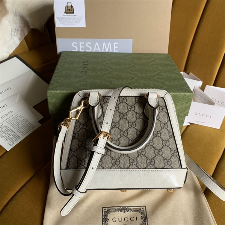 Gucci Horsebit 1955 mini top handle bag Beige/ebony GG Supreme canvas - GB104 - Image 5