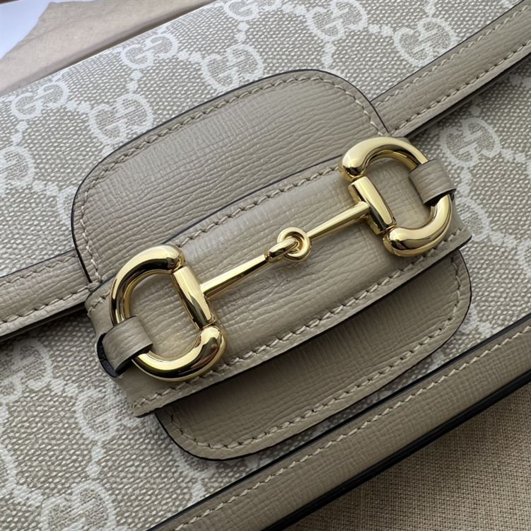 Gucci Horsebit 1955 shoulder bag Beige white GG Supreme canvas - GB126 - Image 5