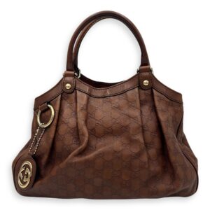 Shukey Shoulder Bag Brown in Calfskin, Gold hardware