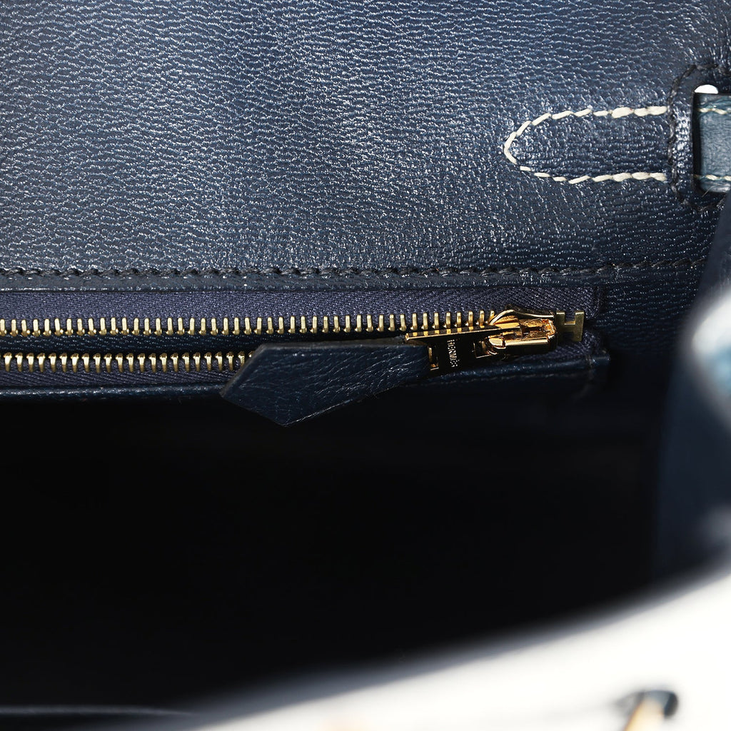 Hermes Special Order (HSS) Birkin 25 Gris Perle and Vert Rousseau Matte Alligator Brushed Gold Hardware - Image 10