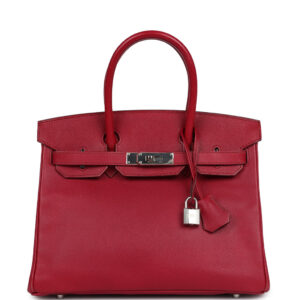 Pre-owned Hermes Birkin 30 Rubis Epsom Palladium Hardware