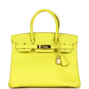 Pre-owned Hermes Birkin 30 Lime Epsom Gold Hardware