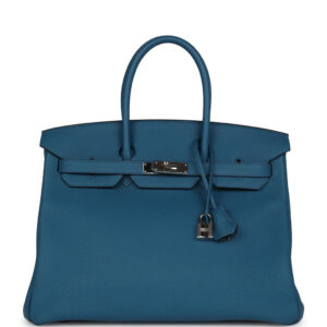 Pre-owned Hermes Birkin 35 Cobalt Togo Palladium Hardware