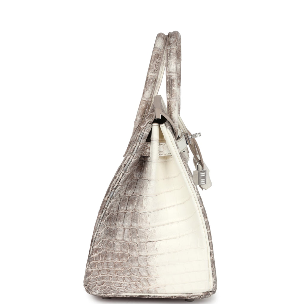 Hermes Birkin 25 Himalaya Niloticus Crocodile Diamond Encrusted Palladium Hardware - Image 4