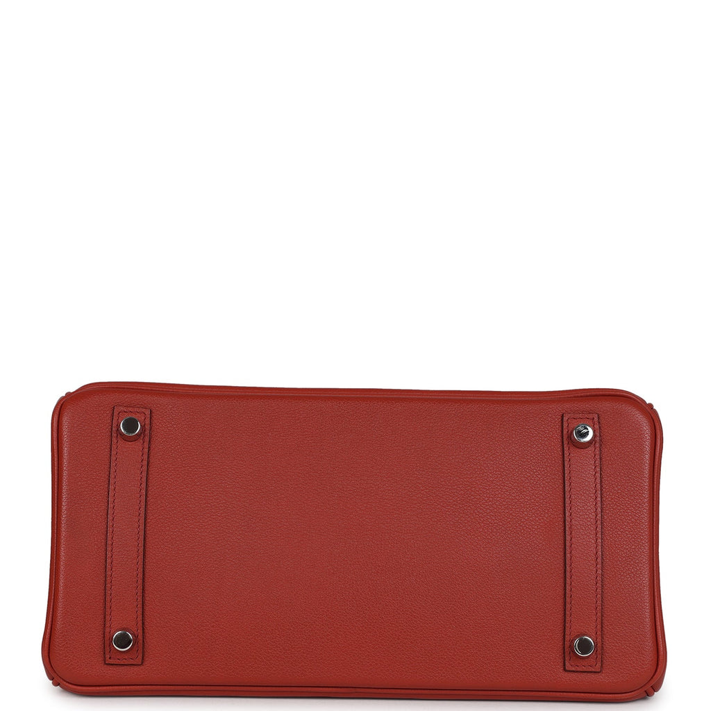 Pre-owned Hermes Birkin 30 Ghillies Brique Clemence and Evercolor Palladium Hardware - Image 7