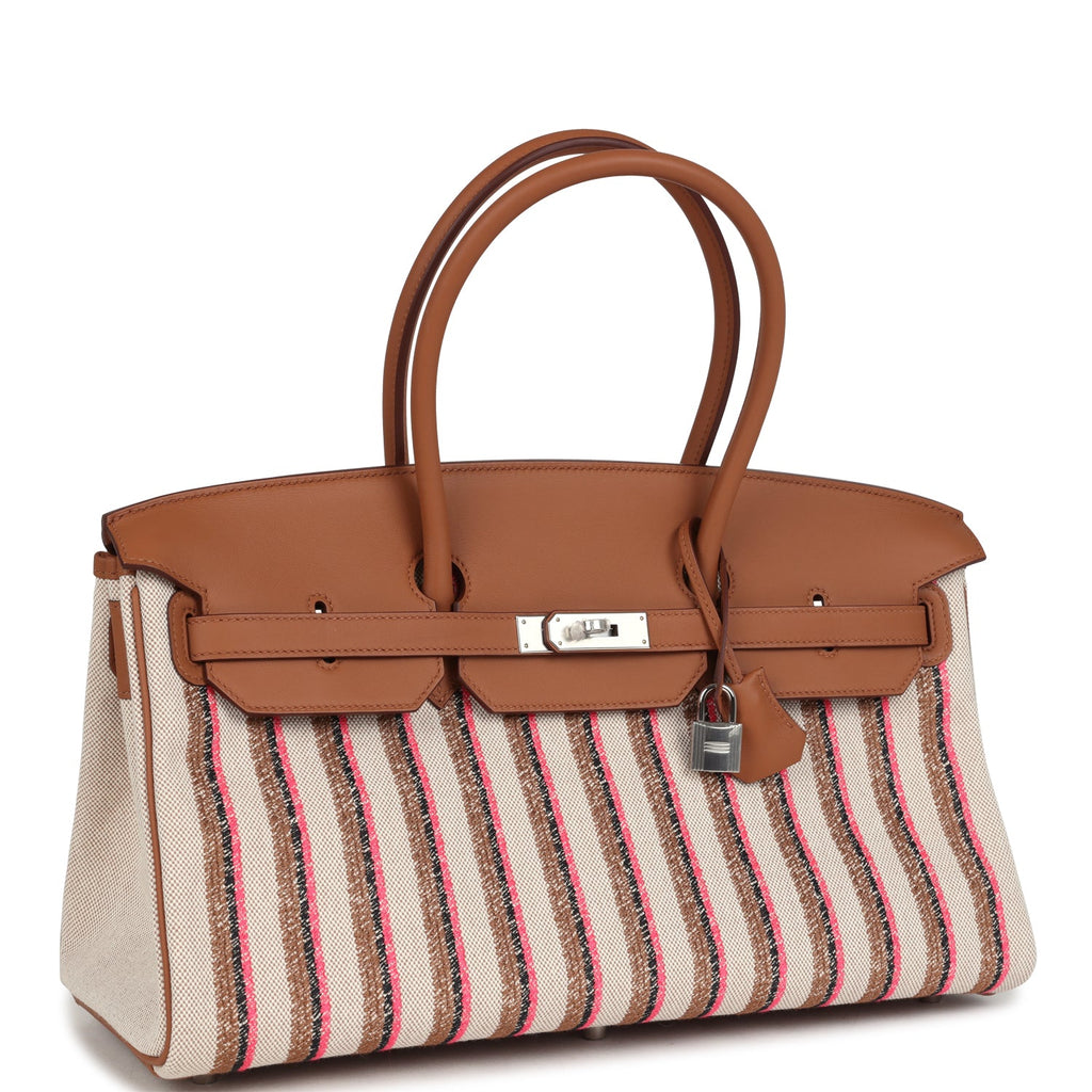 Hermes Shoulder Birkin Light 39 Multicolor Toile and Gold Swift Palladium Hardware - Image 3
