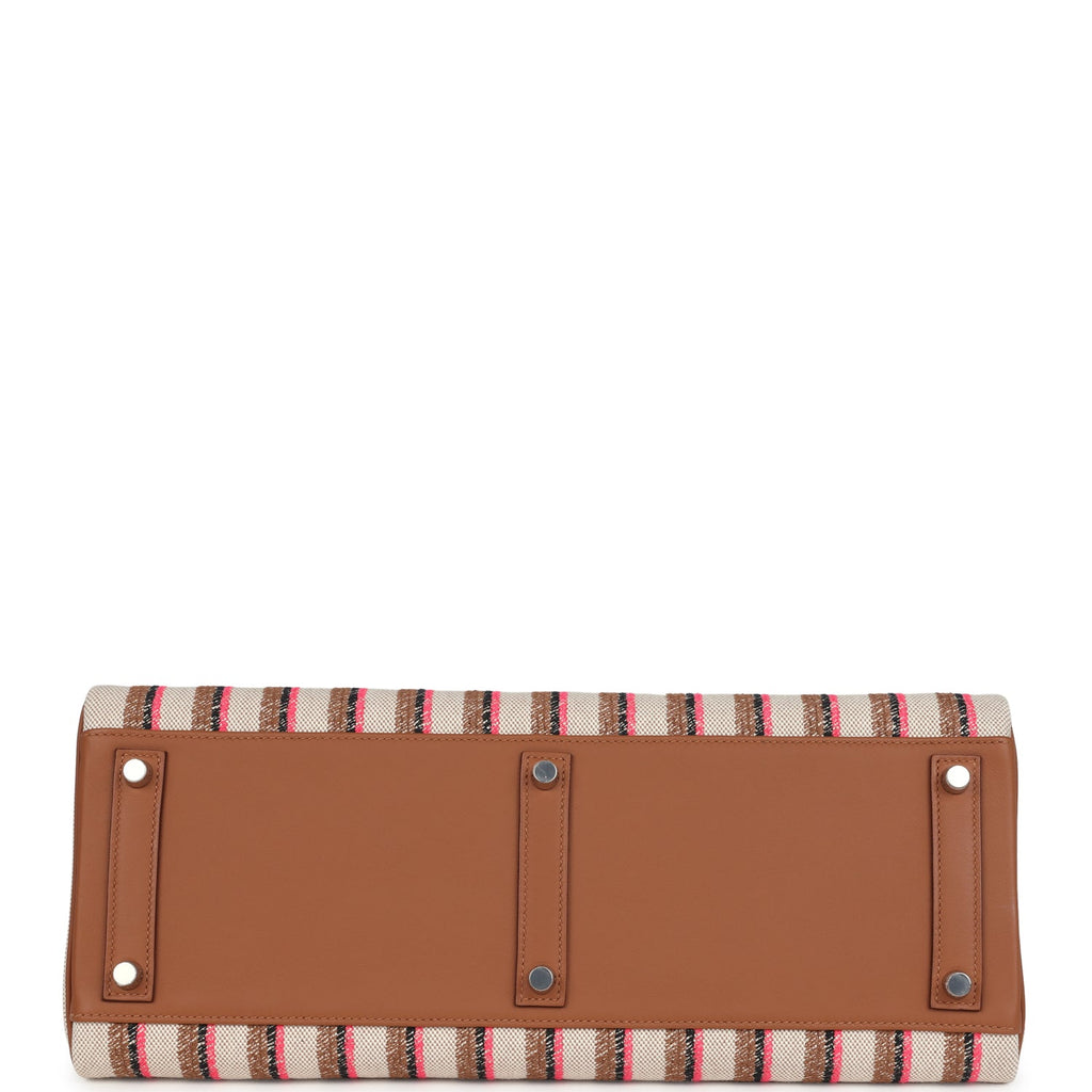 Hermes Shoulder Birkin Light 39 Multicolor Toile and Gold Swift Palladium Hardware - Image 7