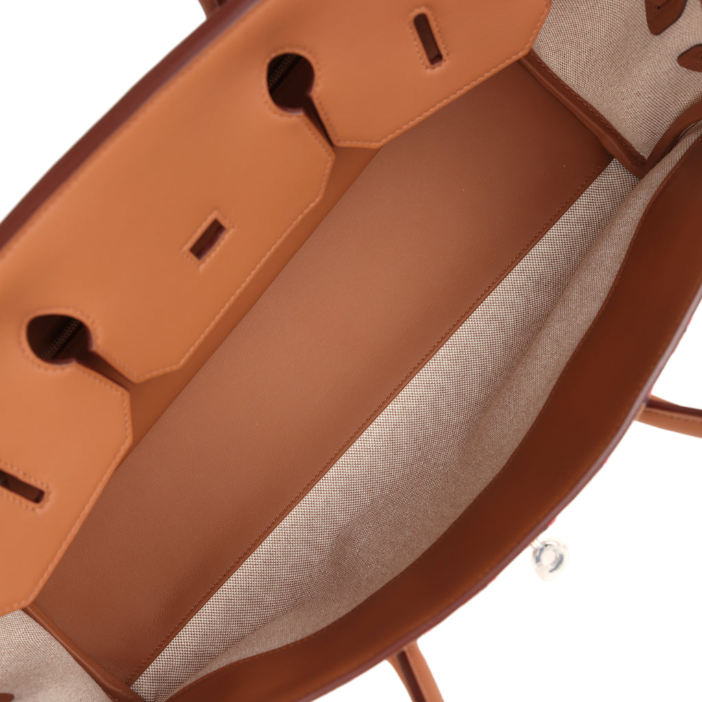 Hermes Shoulder Birkin Light 39 Multicolor Toile and Gold Swift Palladium Hardware - Image 9